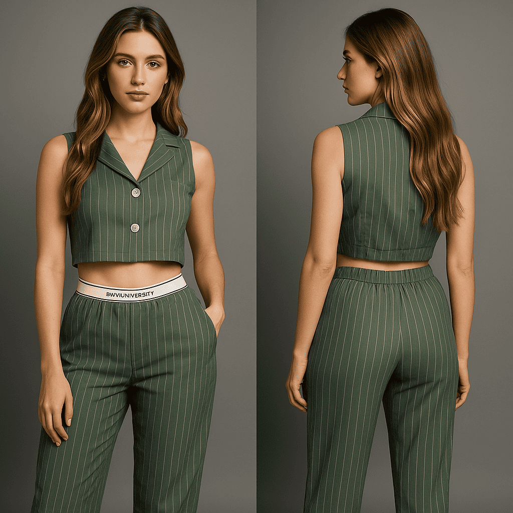Conjunto elegante verde con lineas