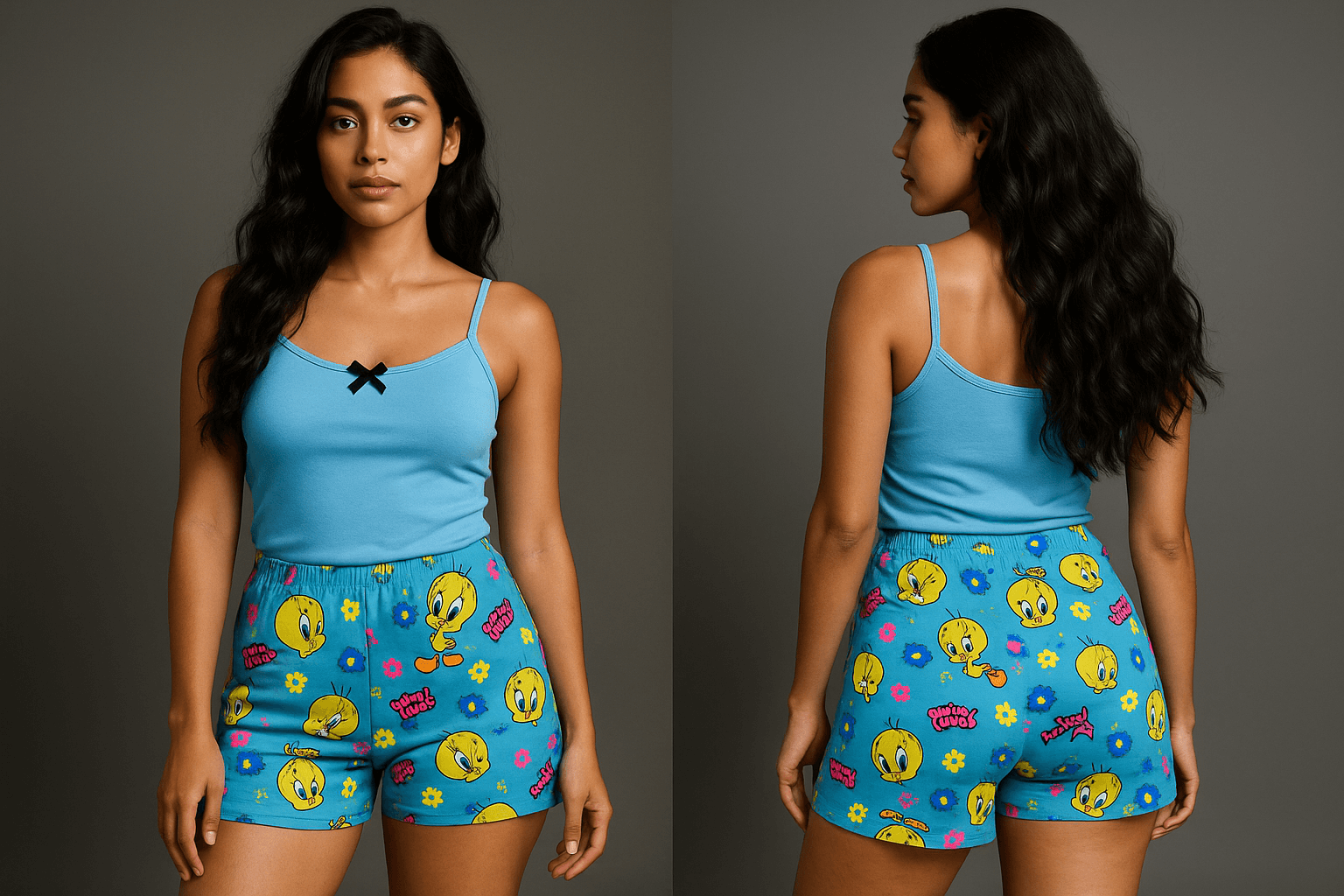Pijamas de short estampado para dama