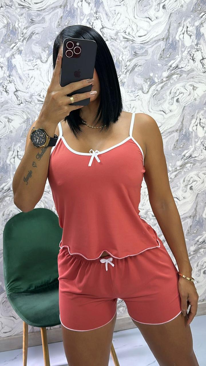 Pijamas short unicolor para mujer