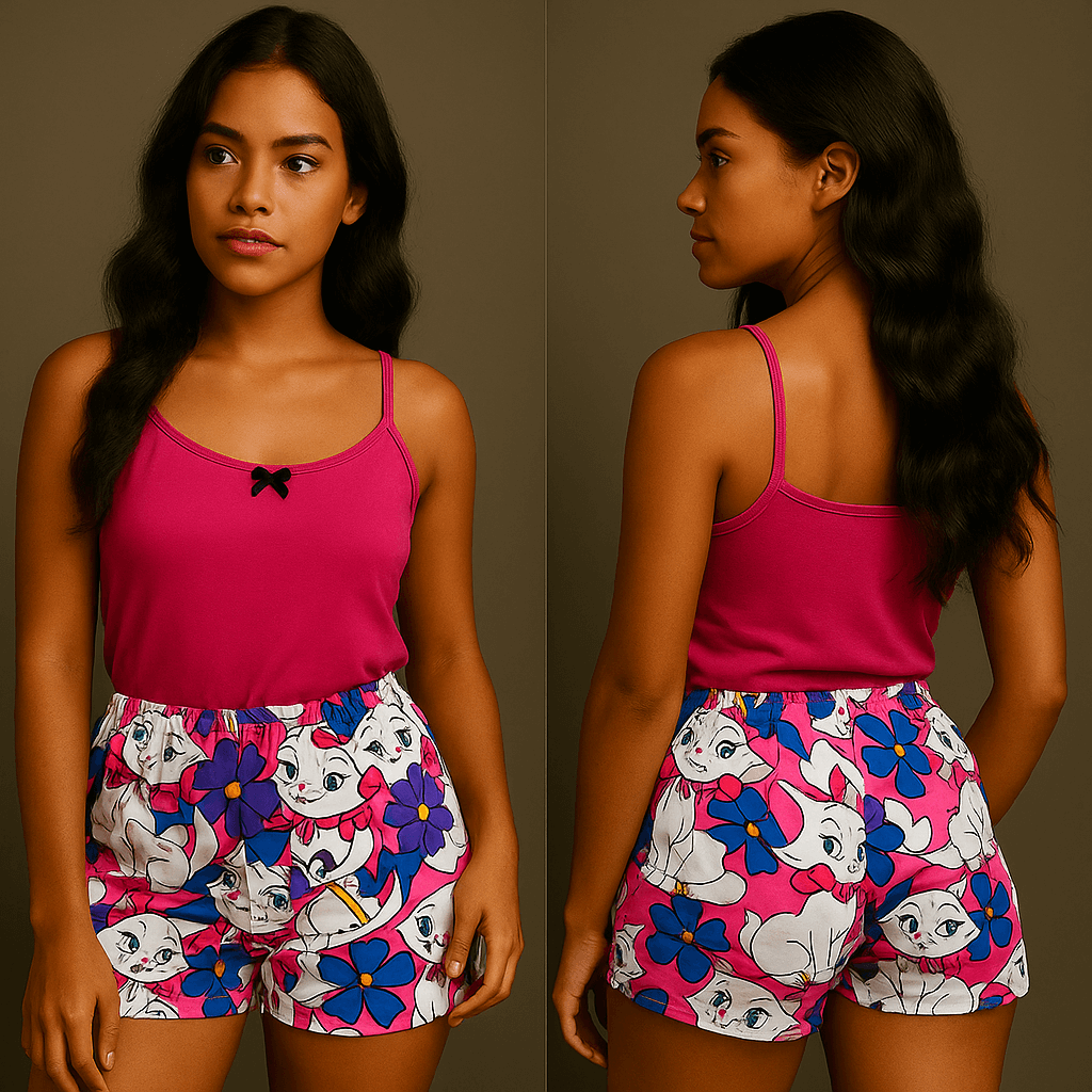 Pijamas de short estampado para dama