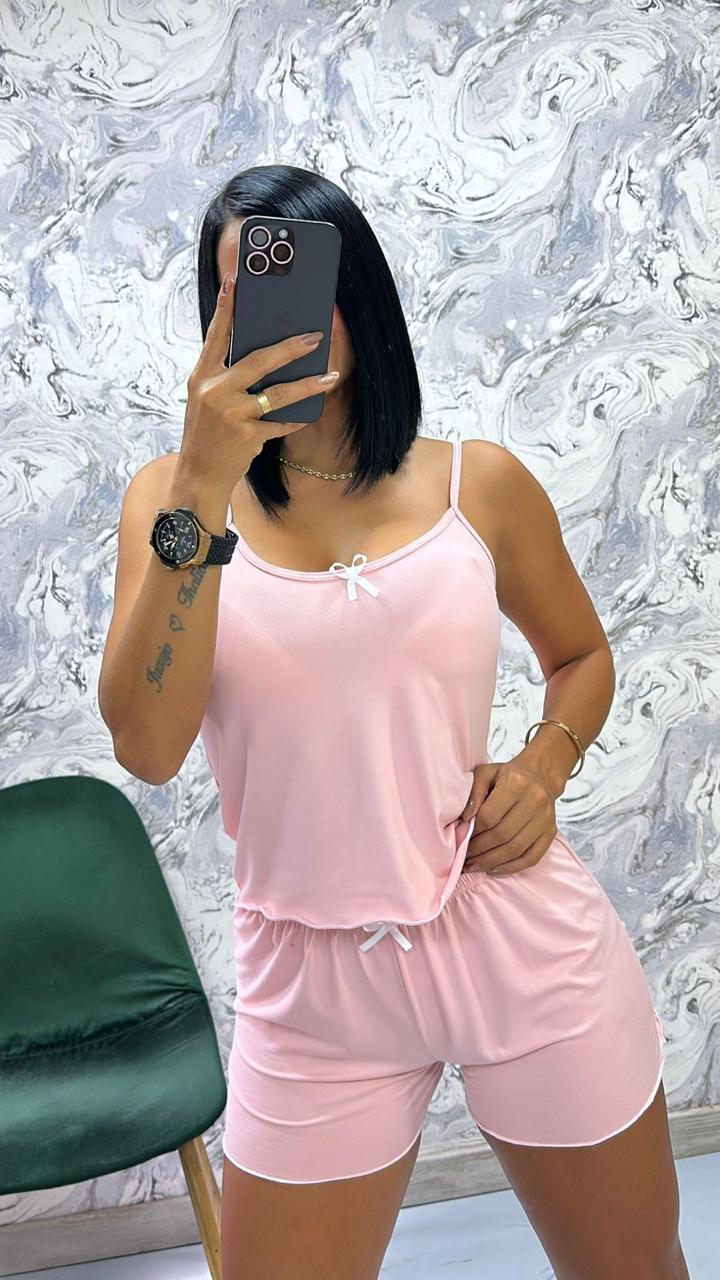 Pijamas short unicolor para mujer