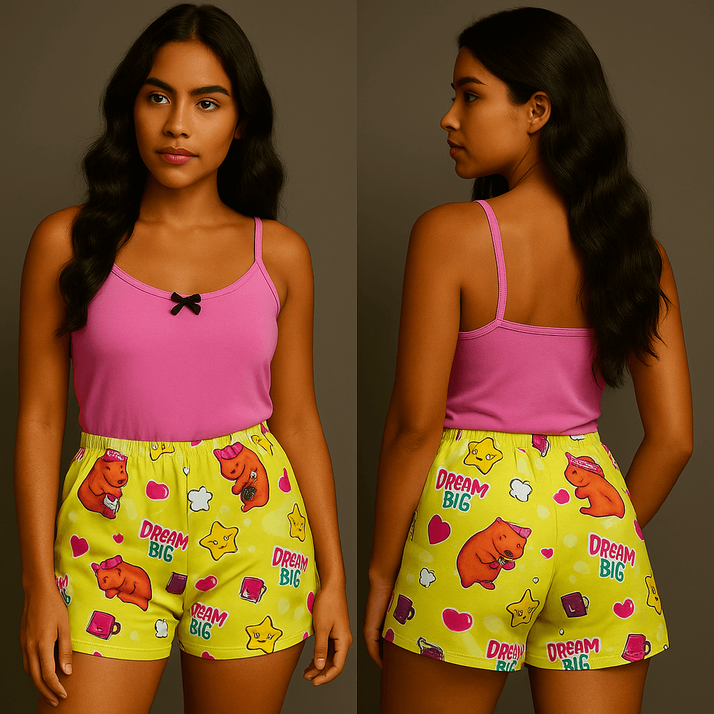 Pijamas de short estampado para dama