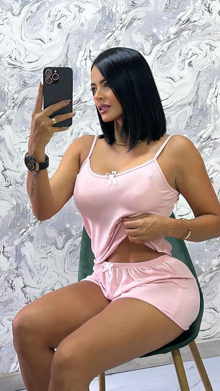 Pijamas short unicolor para mujer