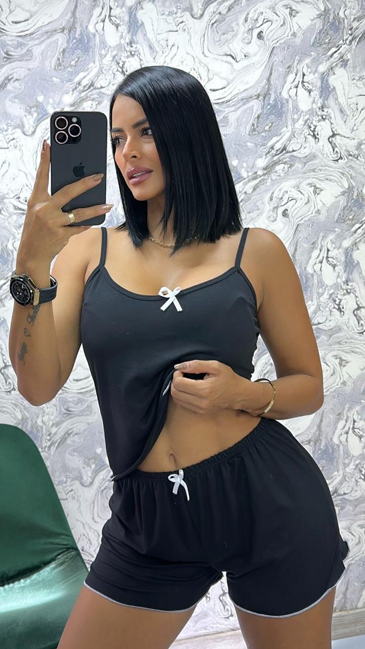 Pijamas short unicolor para mujer