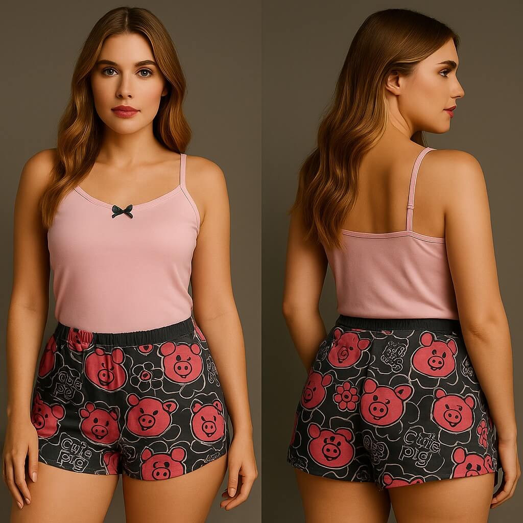 Pijamas de short estampado para dama