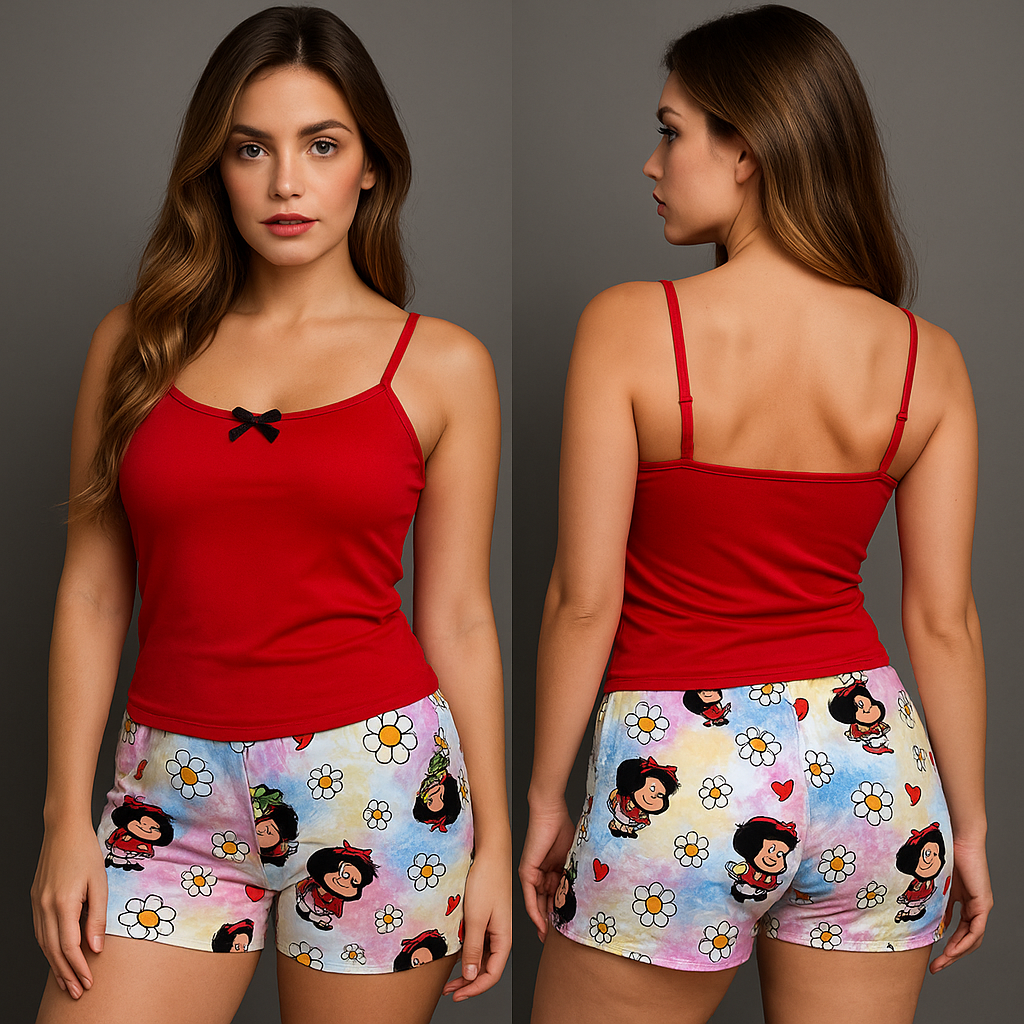 Pijamas de short estampado para dama