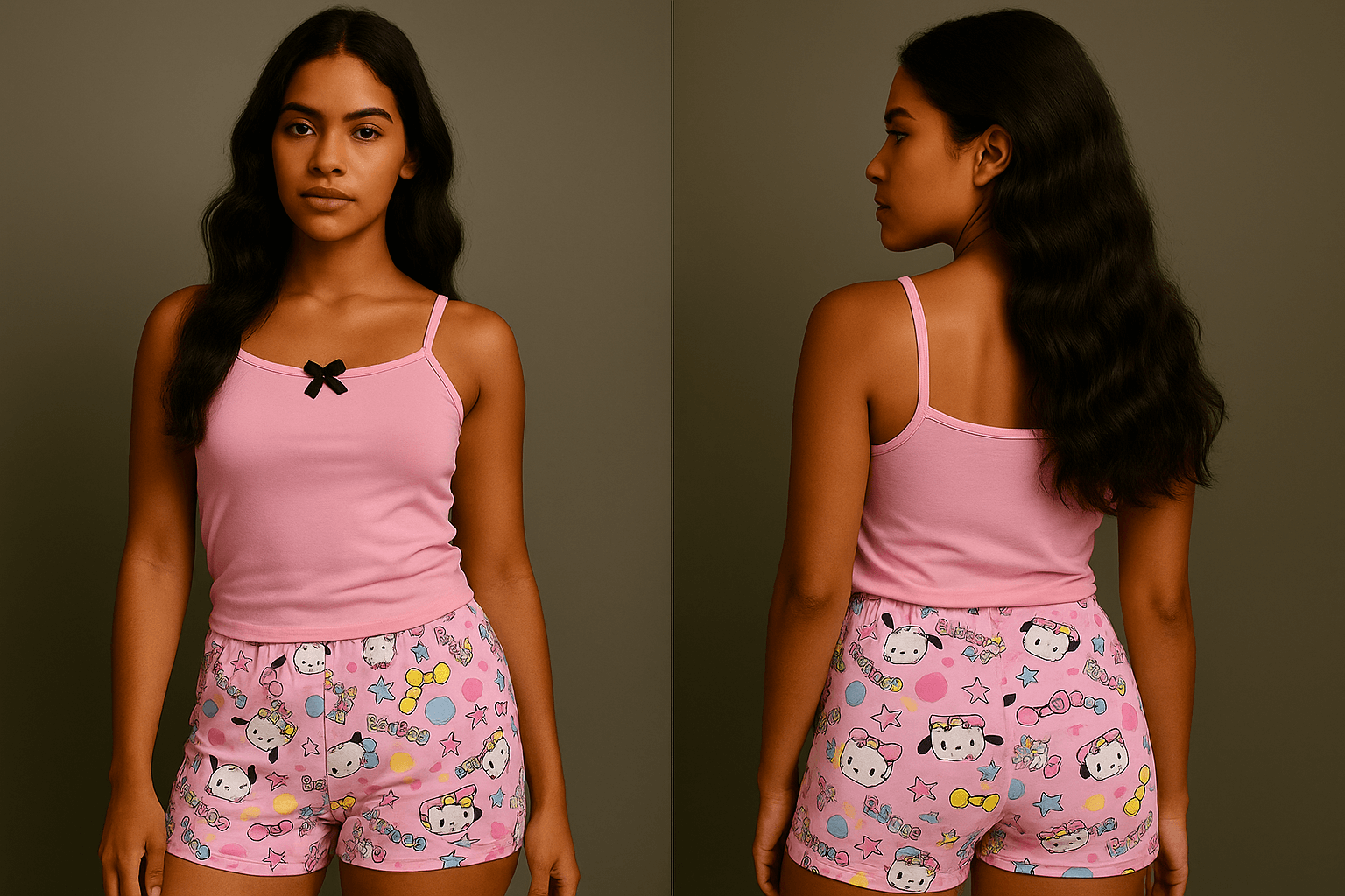 Pijamas de short estampado para dama