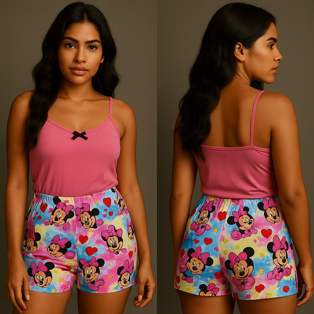 Pijamas de short estampado para dama